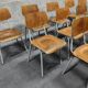 Set of 12 metal and wood school chairs Czechoslovakia Kovona