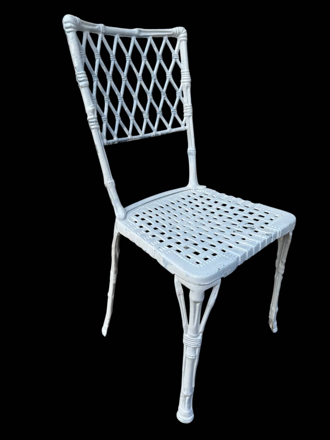 Paire de chaises en fonte d’aluminium décor bambou, Espagne 1960
