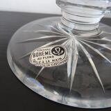 Old Bohemian cut crystal vase on foot 32 cm