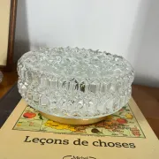 Vintage round wall light ceiling fixture transparent glass 1970s 1980s