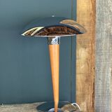 Paquebot chrome and wood design lamp 1980