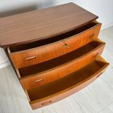 1960s Vintage Danish Bow-Front Teak Chest of Drawers