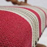 1970s, Danish highback rocking chair, oak wood, furniture wool, original condition.