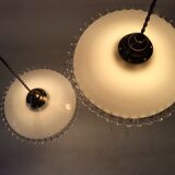 Duo of hanging lamps in opaline