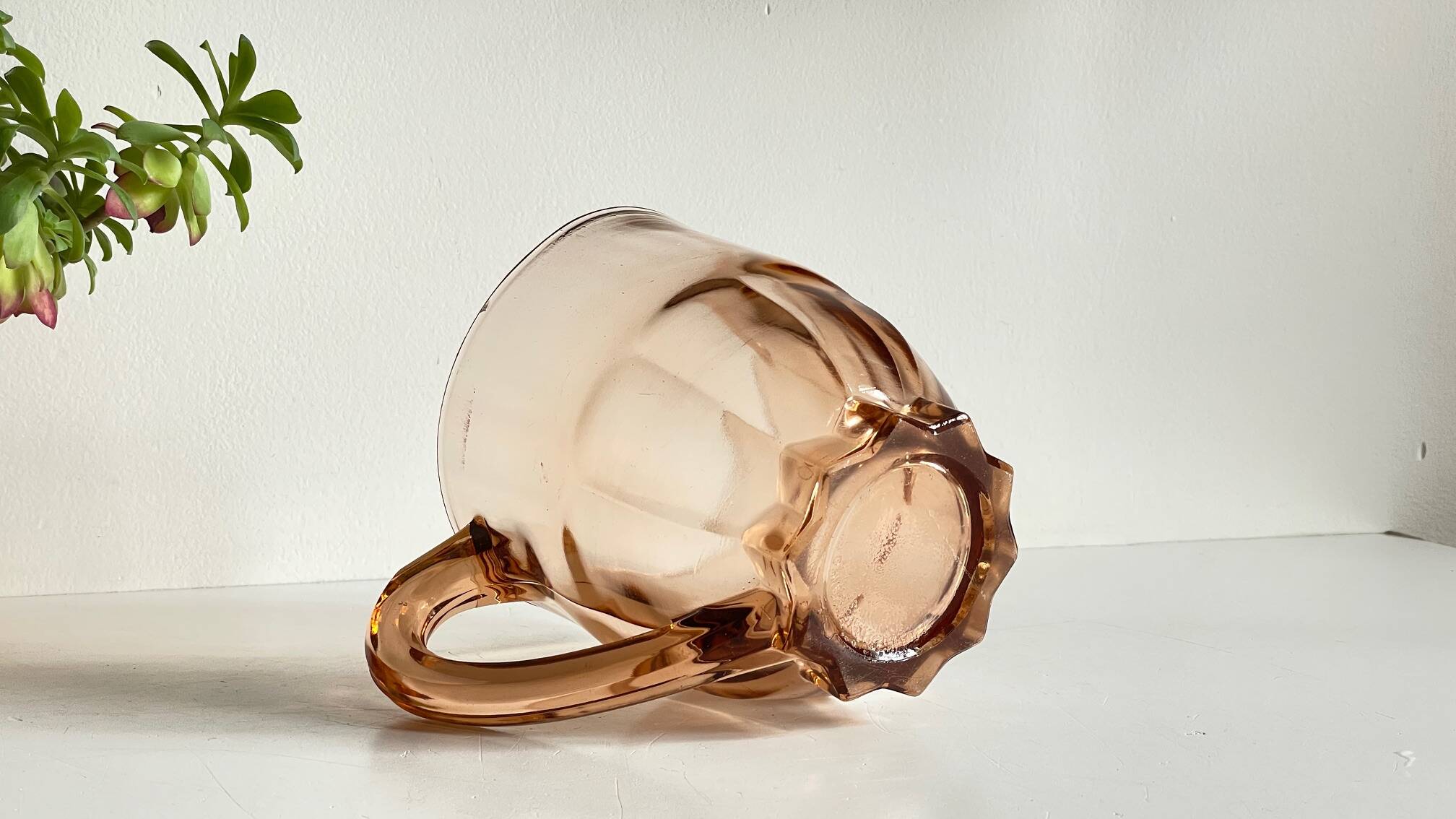 Vintage amber-pink glass pitcher 1 liter