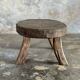 Small stool or small oval side table in solid teak wabi-sabi H24 53