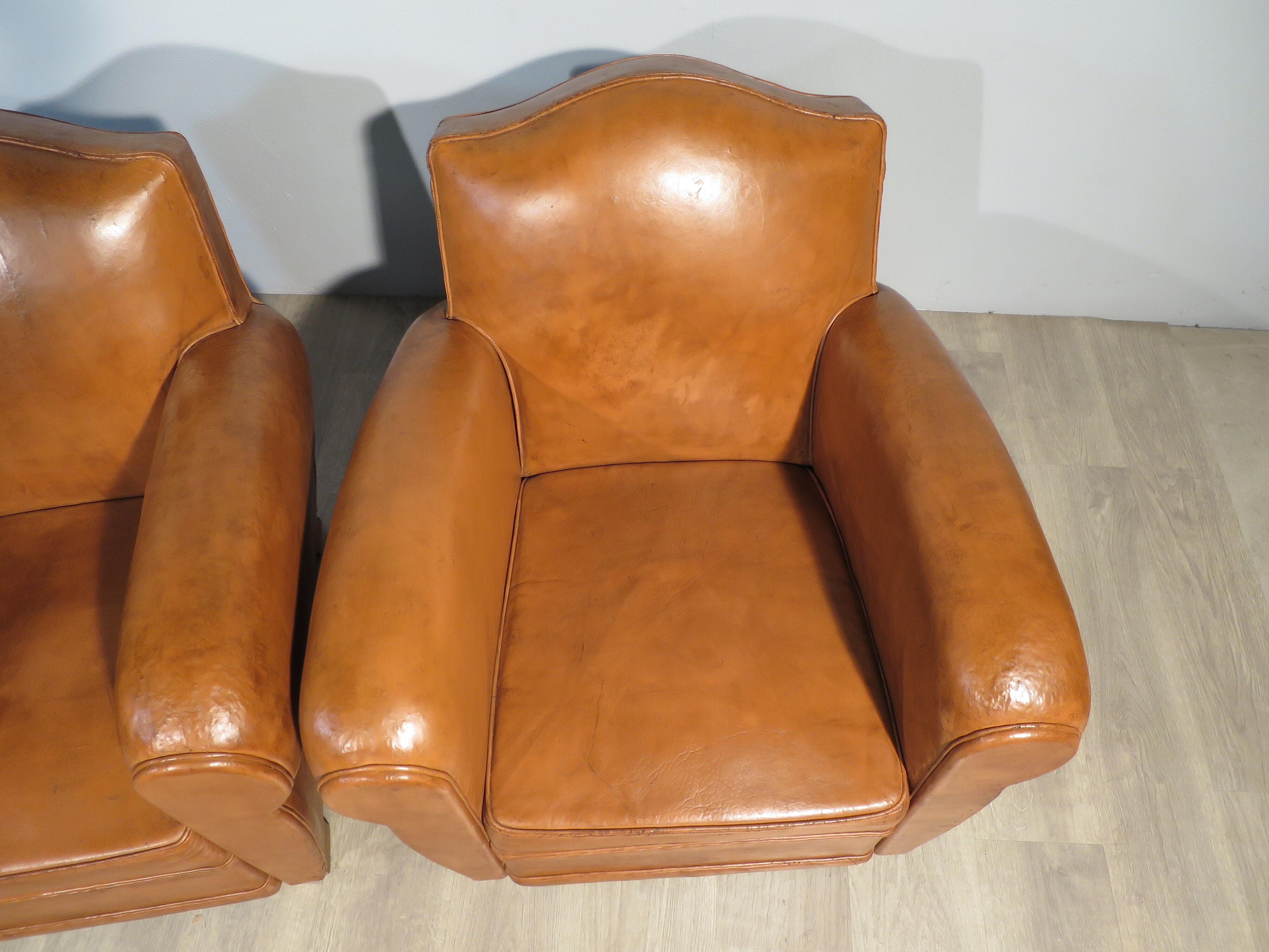 Pair of leather club chairs