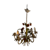 Flower painted metal chandelier