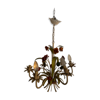 Flower painted metal chandelier