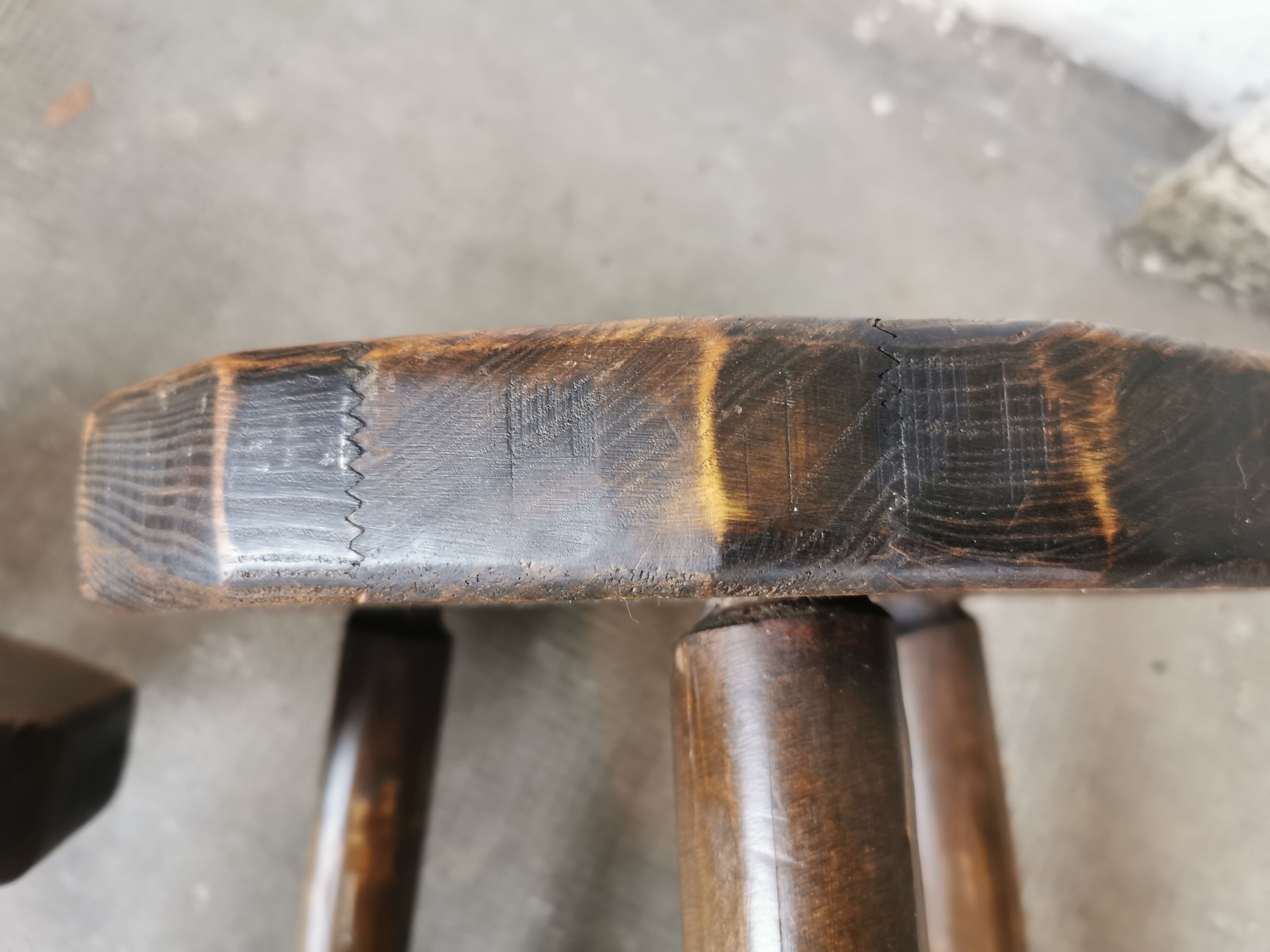 Pair of brutalist wooden stools