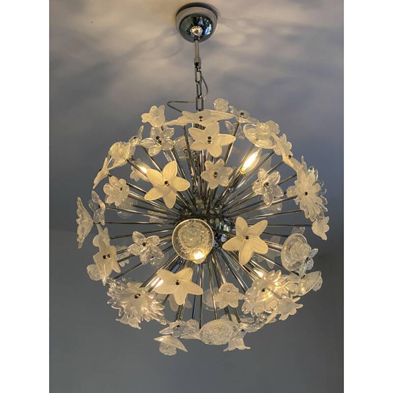 Contemporary "Bouquet" Flowers Murano Glass Sputnik Chandelier