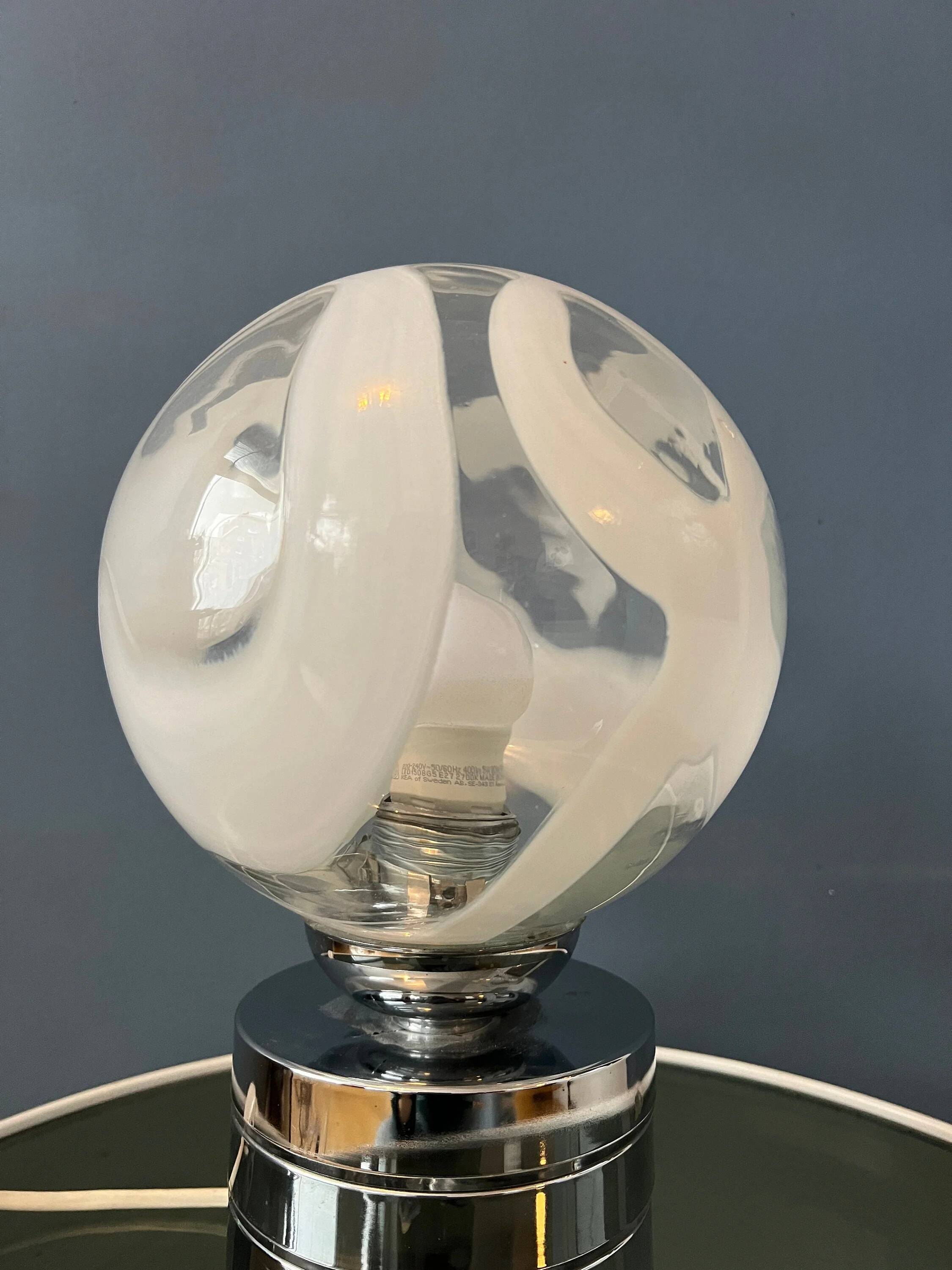 Mid-Century chrome desk lamp with glass shade