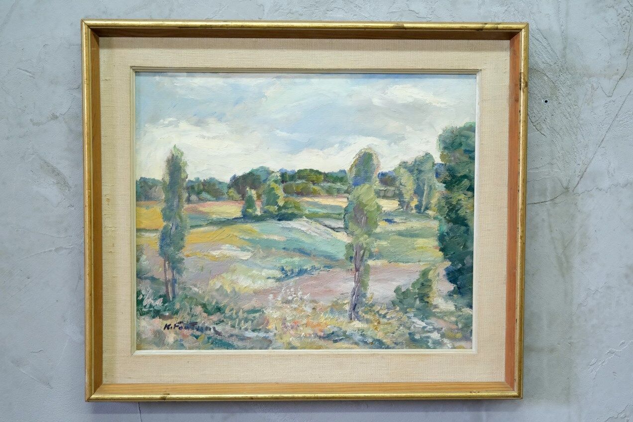 Katarina Fontaine, Swedish Modern Landscape, Oil on Panel, 1950s, Framed
