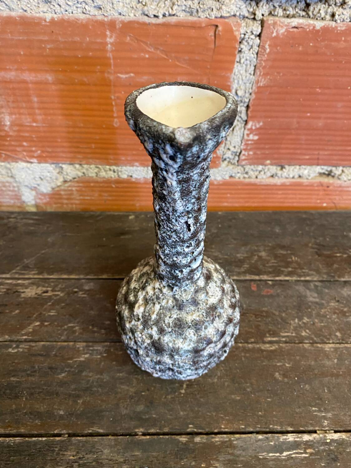 Old pitcher annette roux fat lava ceramics grey & bubbles