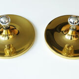 Pair of golden wall lights Flush Lights, Germany 1970s
