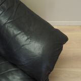 Black leather sofa, Italian design, 1960s, production: Italy