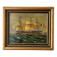 Marine, Frigate with tricolour, oil on canvas signed Madon