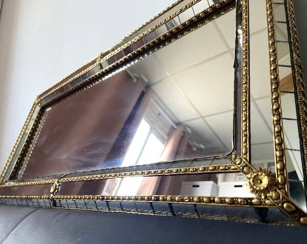 Old Faceted Beaded Mirror Venetian Style Vintage Design 60s/70s