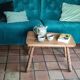 Brutalist solid wood coffee table 70 cm