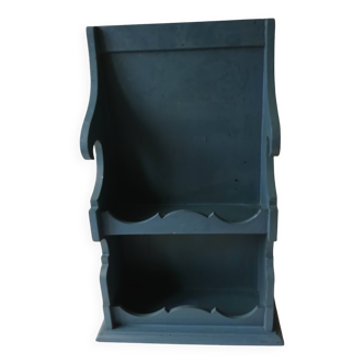 old blue wooden wall shelf