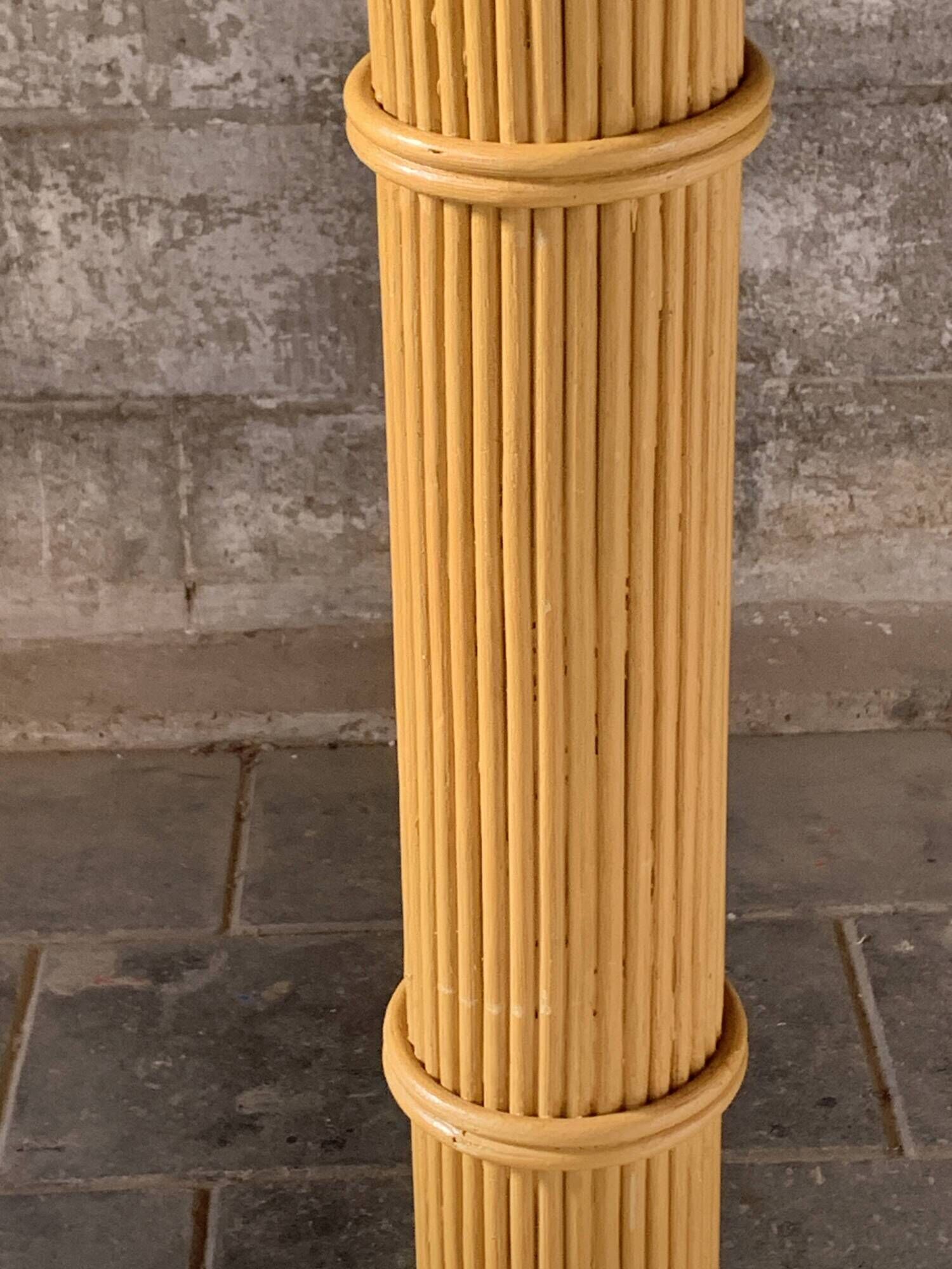 Pencil Reed rattan bamboo coconut palm tree floor lamp, Mario Lopez Torres, 1970s