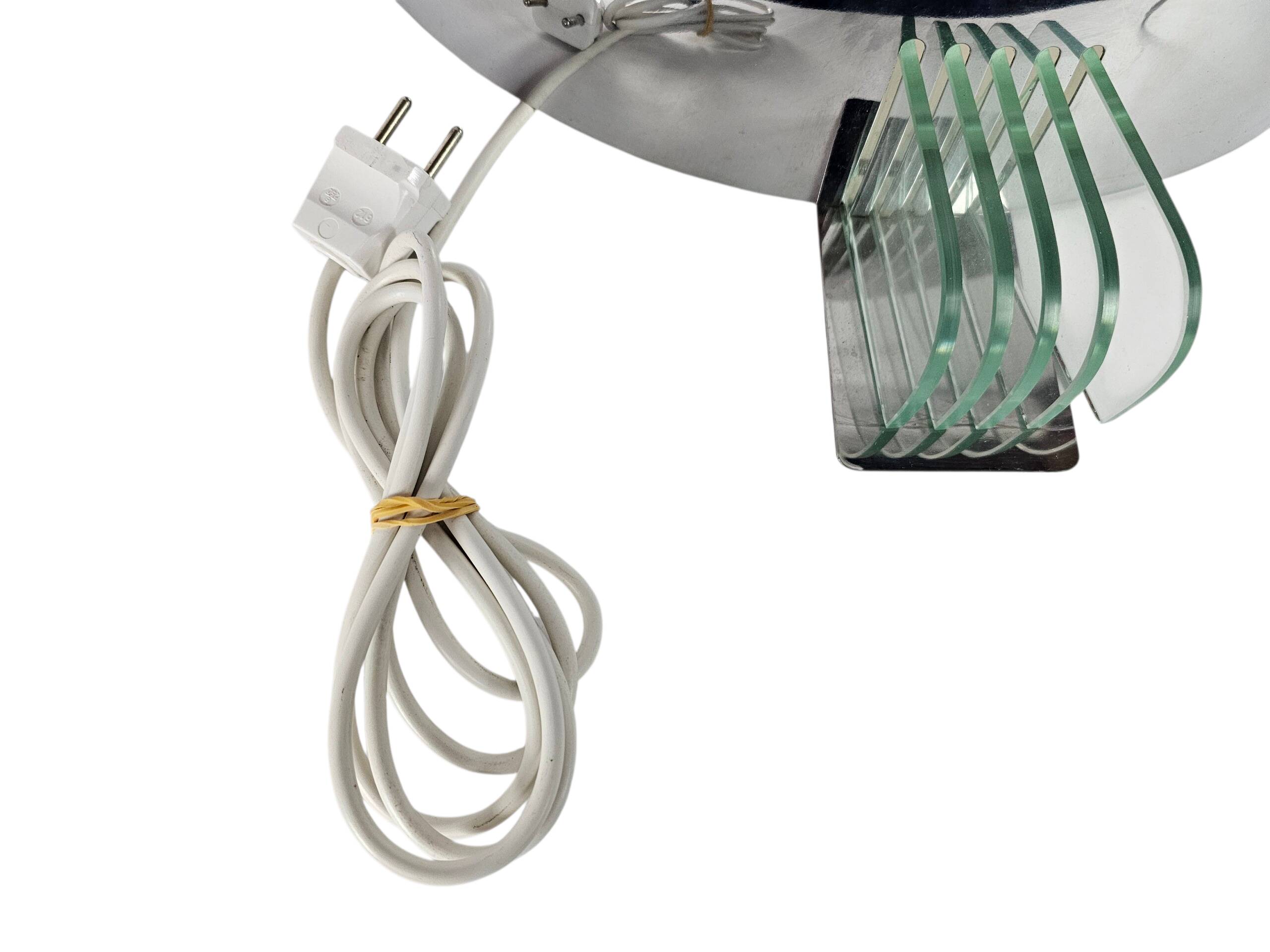 Wall lamp by 'Lumess Swiss' - Vintage - glass, chrome - Swiss design - 70s