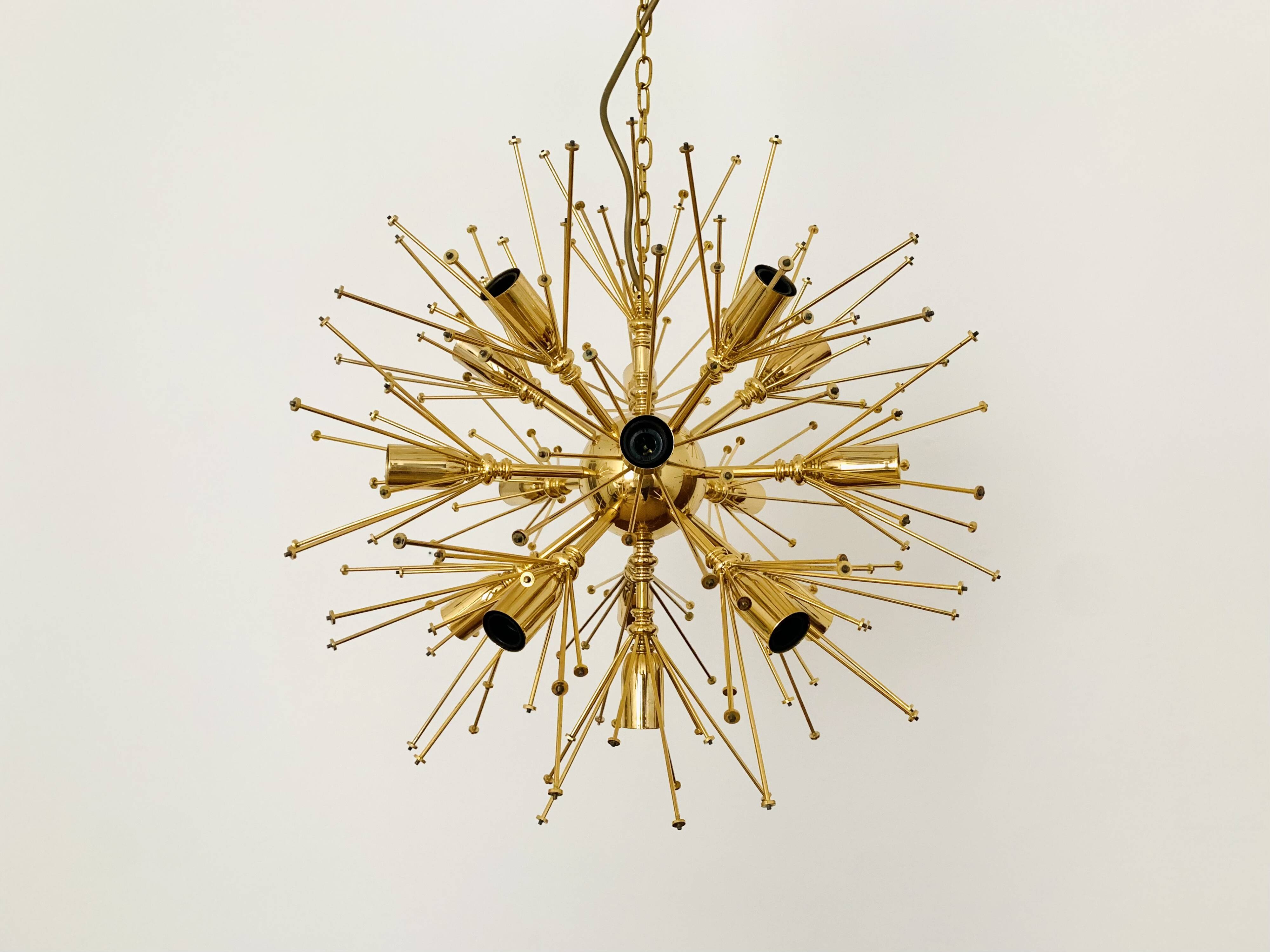 Large Floral Crystal Glass Ball Chandelier by Palwa