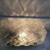 Small rectangular glass flush mount ceiling or wall lamp vintage