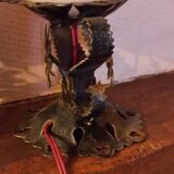 Pair of vintage wrought iron and opaline lamps from the 1960s.