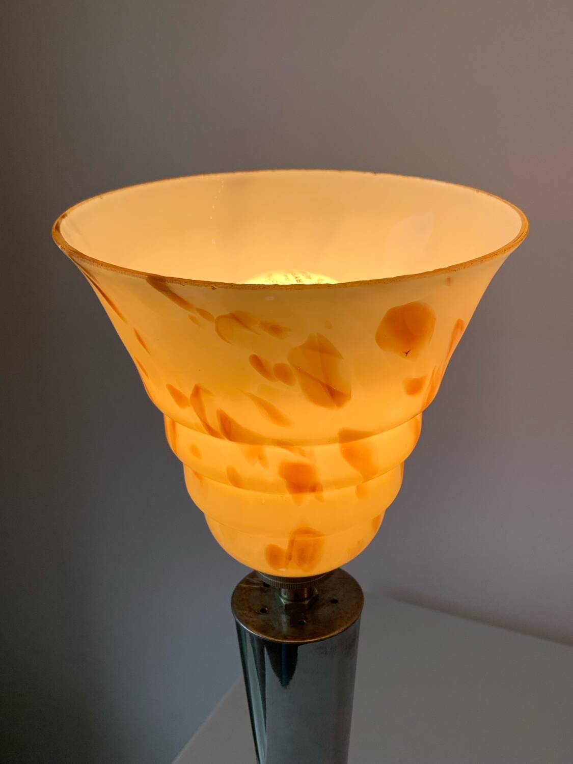 Silver bronze art deco table lamp