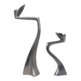 Paire de bougeoirs postmodernes en aluminium par Matthew Hilton