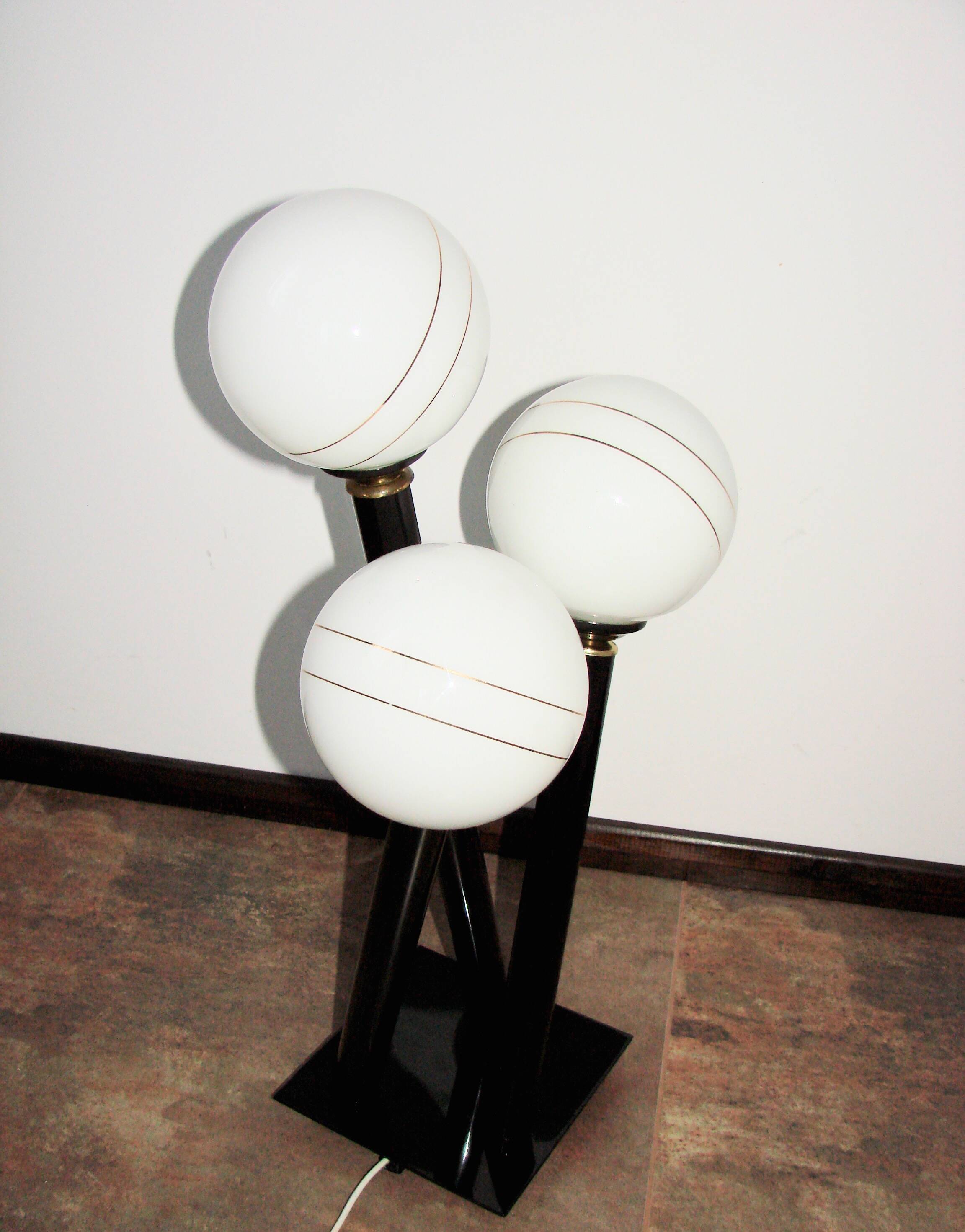 Modern floor lamp from the 1980s/1990s – metal and glass, 3 spheres