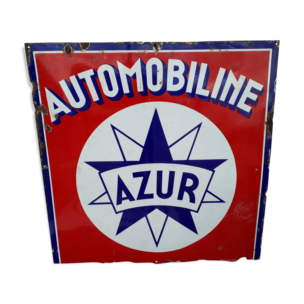 Plaque emaillée "garage Azur Automobiline" Selency