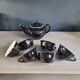 Antique black and white ceramic coffee set