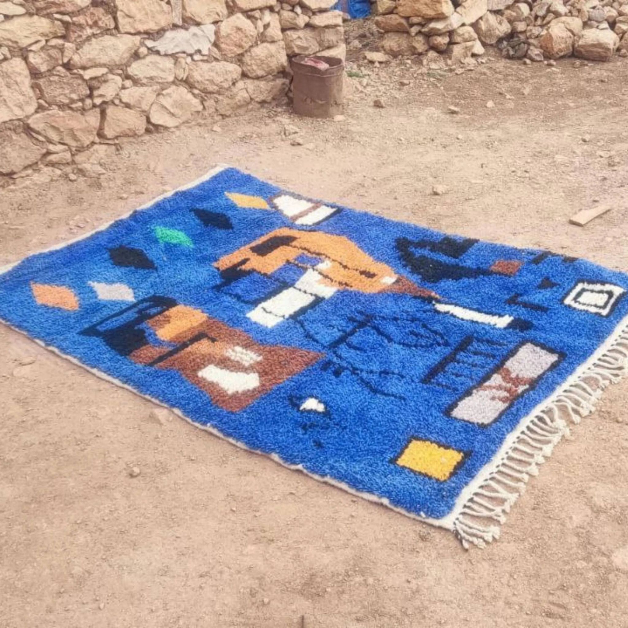 Tapis marocain en laine naturelle 3x2 m