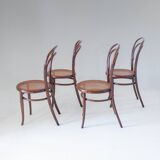 1900s Set of Four Bentwood and Cane Dining Chairs by Josef Hoffmann, Labele