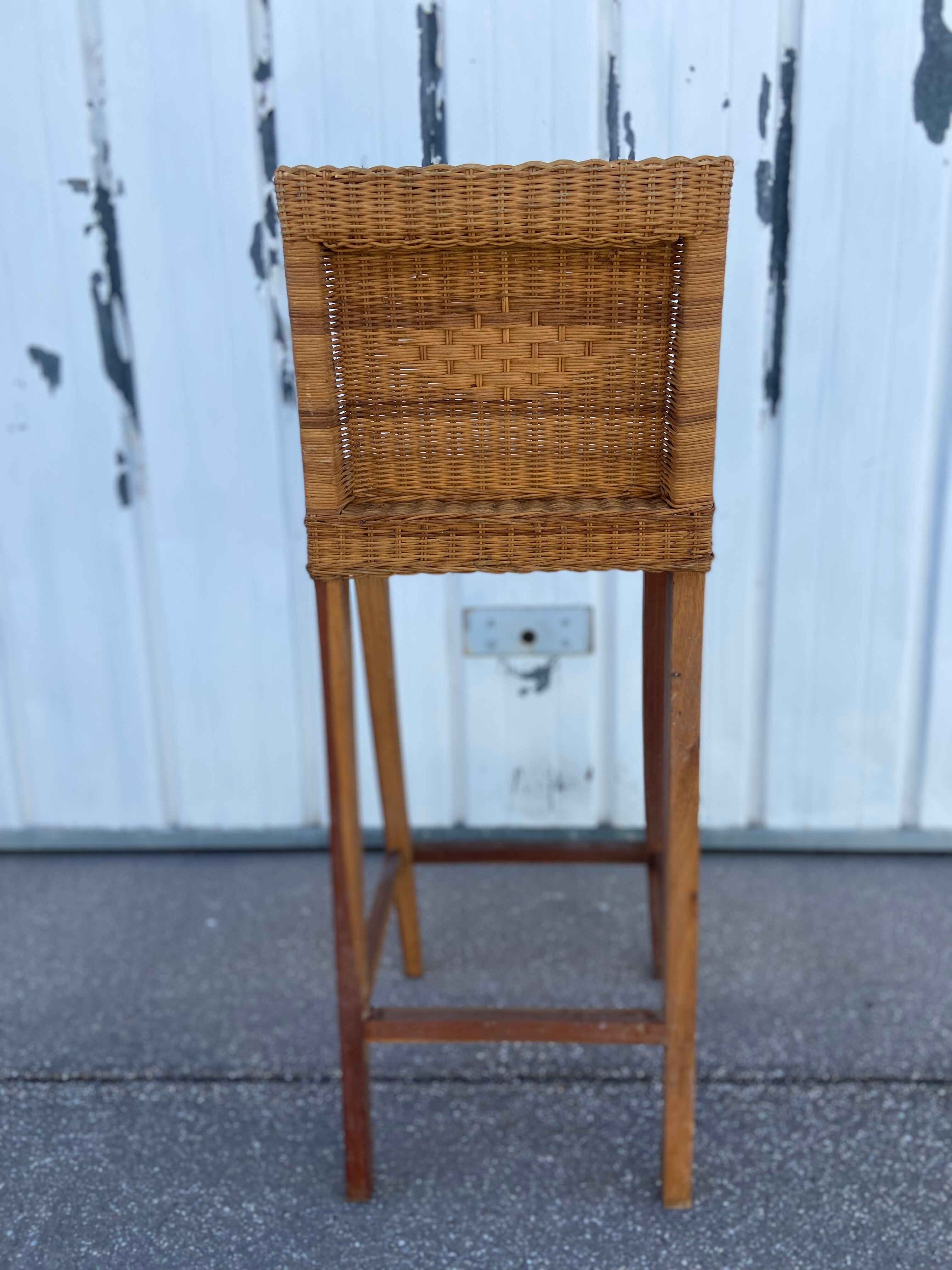 Vintage wicker top stool