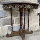 Console half moon carved wood 1970