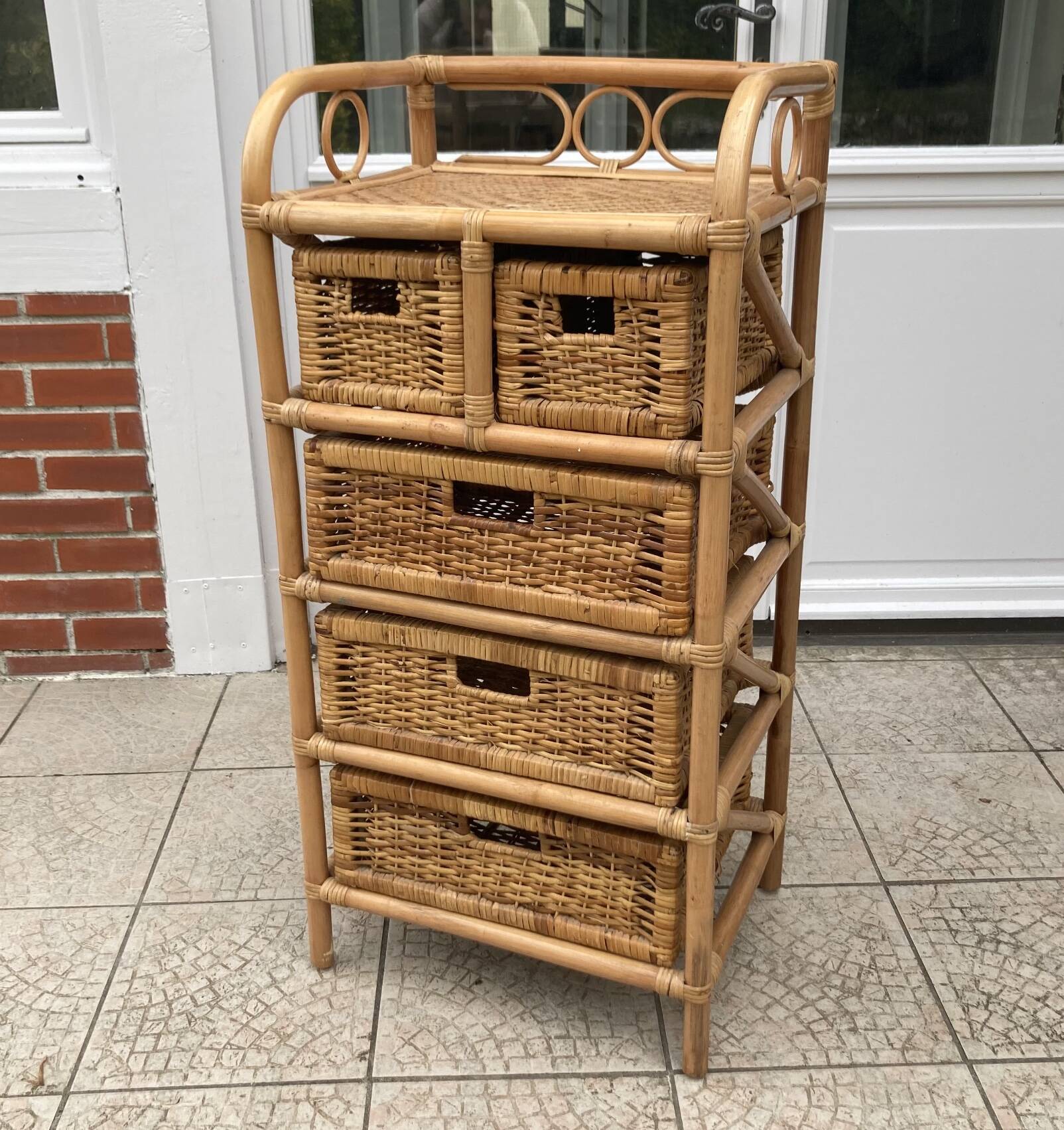 Vintage rattan chiffonier