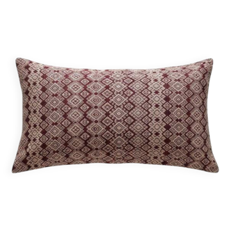 Burgundy and beige Kachin cushion cover (RIDA)