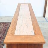 Double-sided counter in wood and pink marble (233 cm)