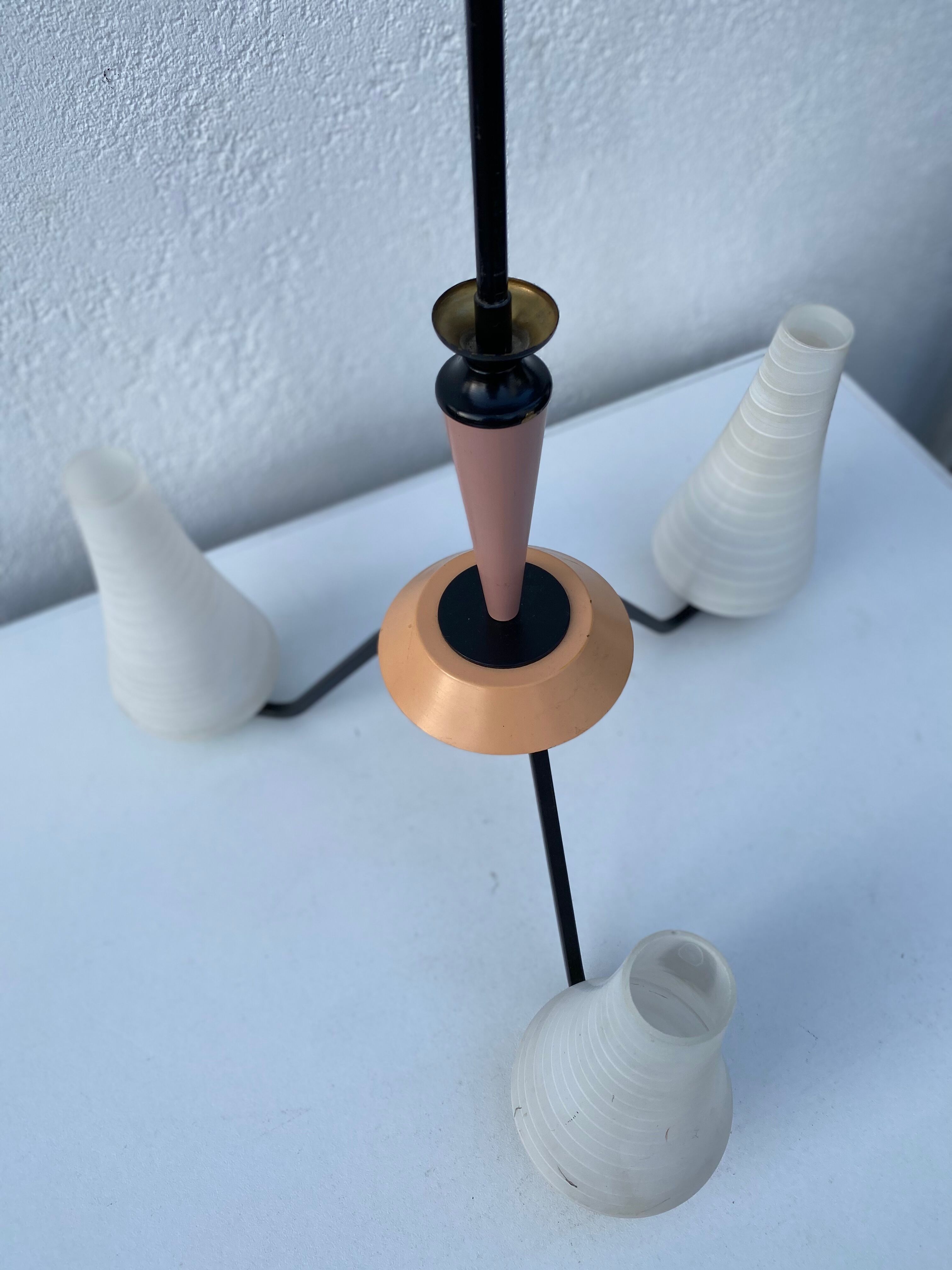 Vintage milk glass pastel color hanging lamp