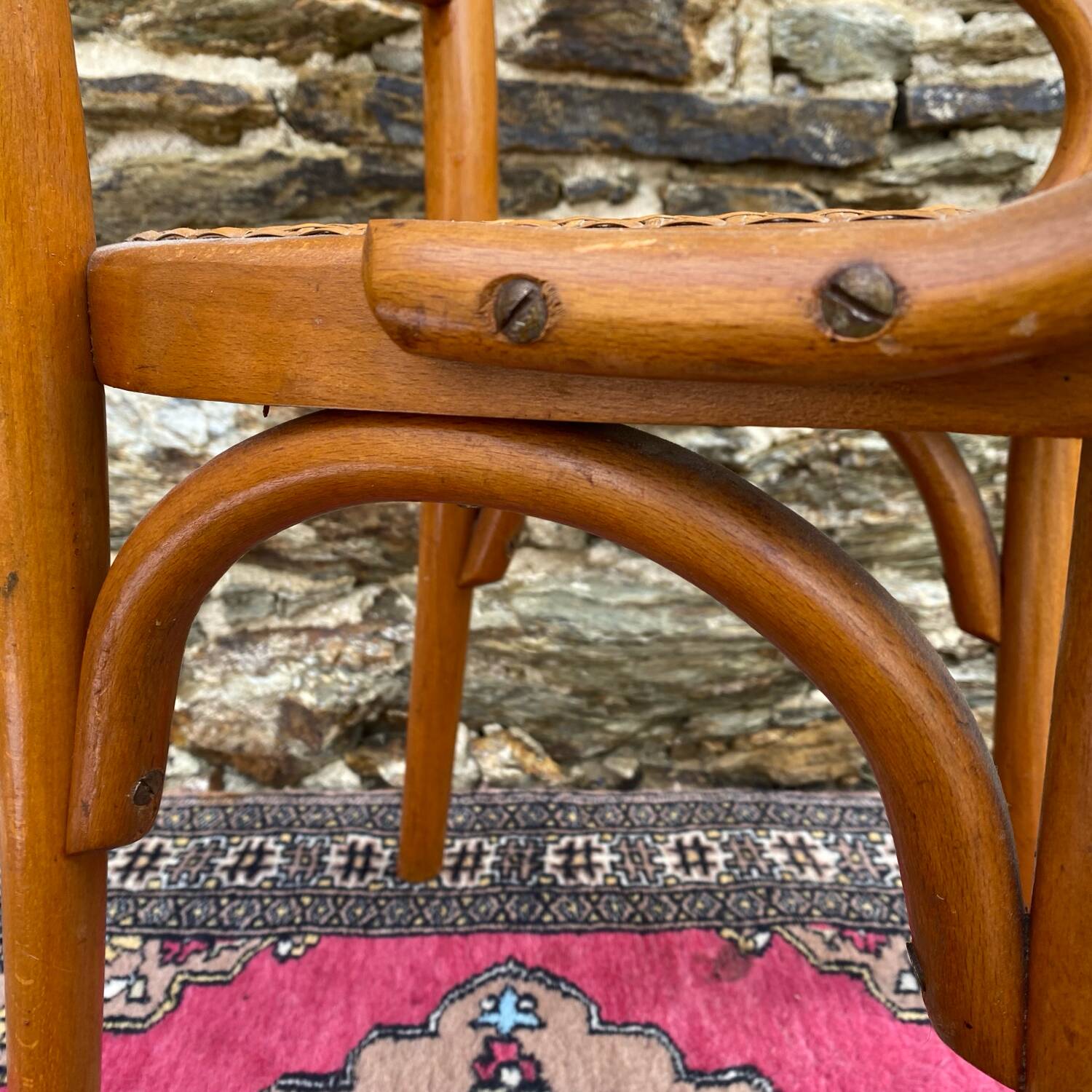 Children's bistro chair in wood and caning