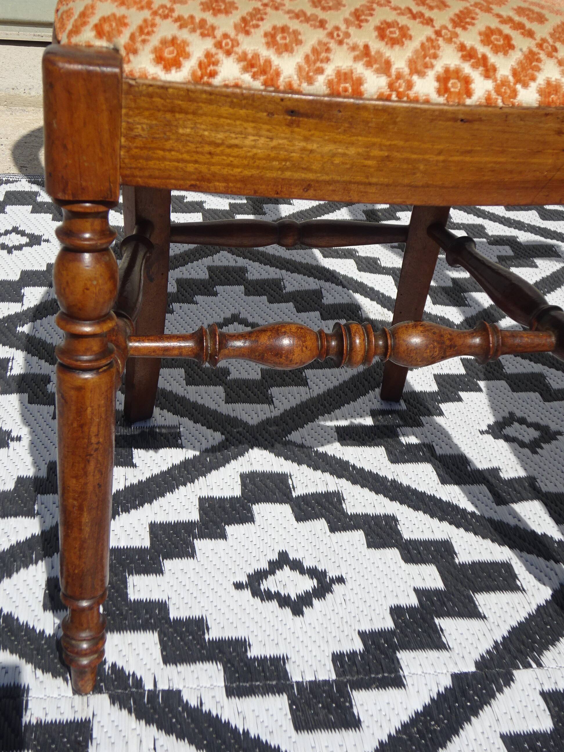 Antique Louis Philippe style chairs in walnut and velvet