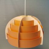 Hanging lamp made of plastic slats by Lars Schiøler for Hoyrup Lighting Denmark 1976.