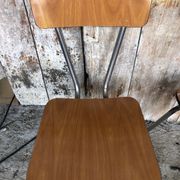 Series of 4 Formica Chairs Wood Legs Metal Chrome Vintage #A243