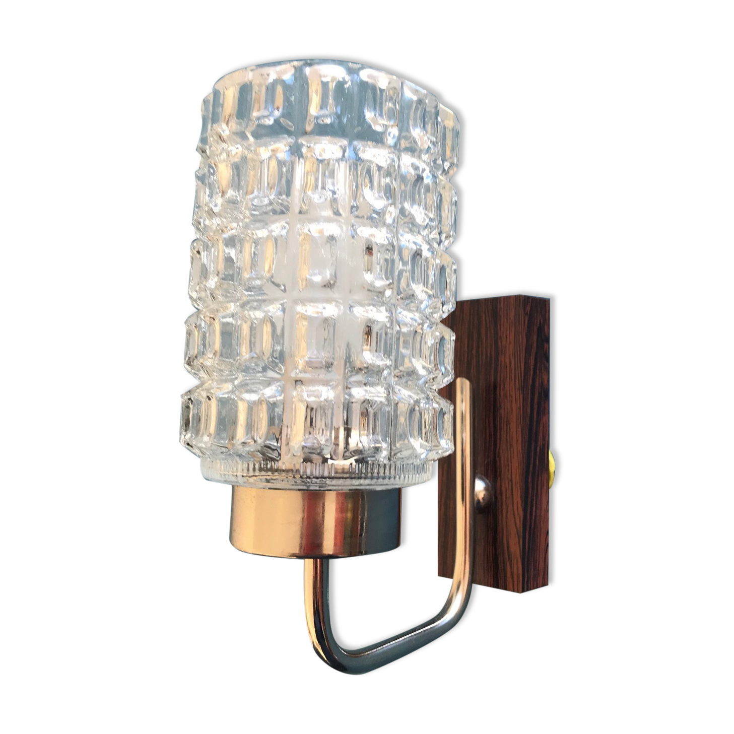 Round wall lamp in molded glass