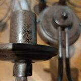 Pair of matte metal chandeliers