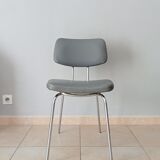 Chaise vintage en skaï et chrome années 50