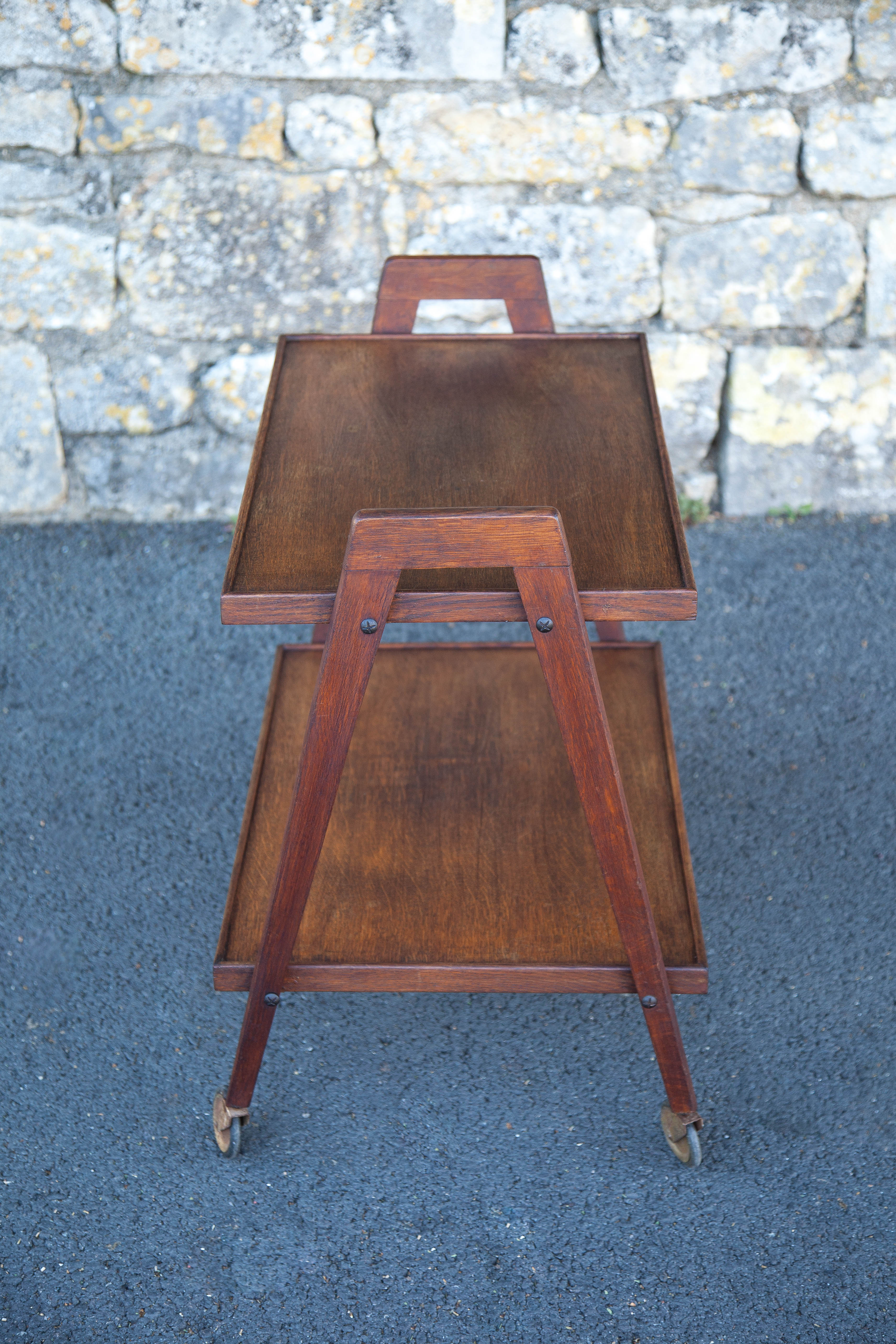 Vintage wooden serving trolley